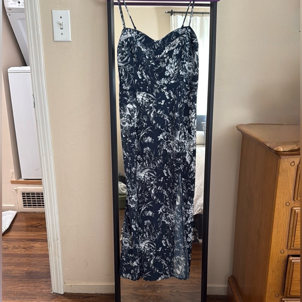 Blue and White Maxi Pencil Skirt for Casual Wear